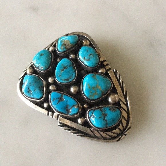 SOLD Vintage Fred Guerro Navajo Turquoise Pin - Picture 6 of 8